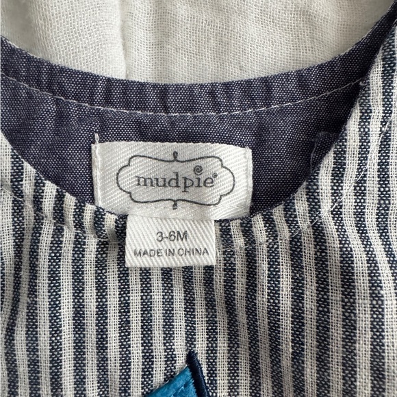 Mud Pie Navy and White Striped Baby Romper - Picture 2 of 2
